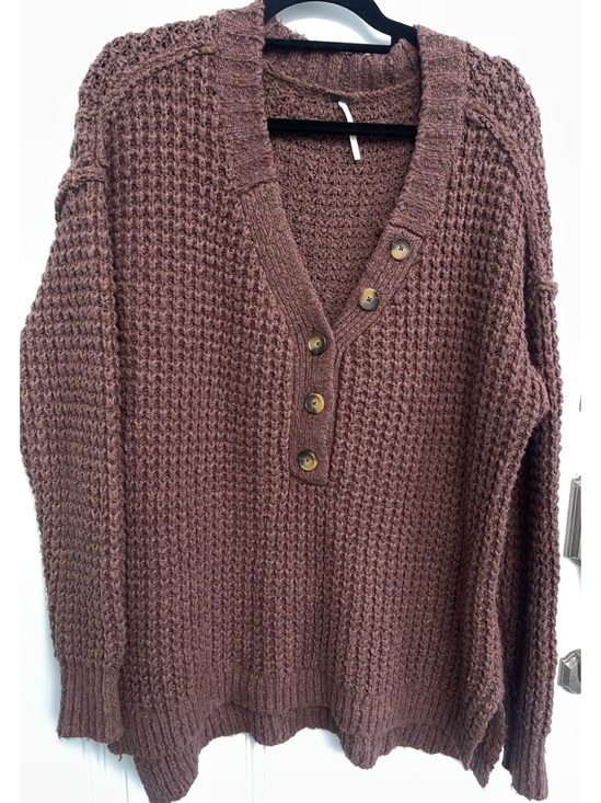 Free People Sweaters - Free People Boho Whistle Thermal Btown Waffle Knit Henley Sweater Small